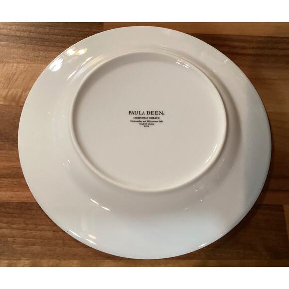 Paula Deen Dinnerware Christmas Wreath 8” Salad Dessert Plate Set Lot Of 4 - Picture 9 of 9